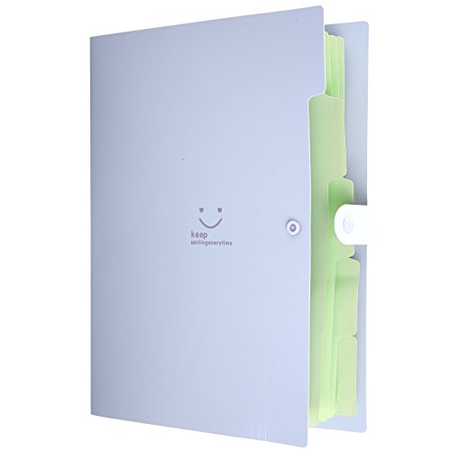 Expandable Letter A4 Paper File Folder 5 Pockets Plastic Folder Document Organizer With Snap Closure for School And Office (Purple) - Thumbnail 4