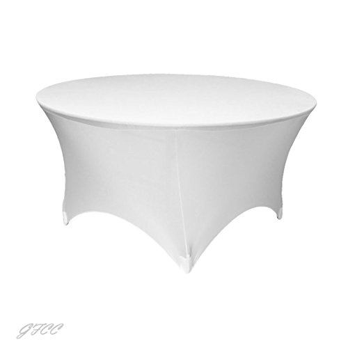 GFCC 72-Inch Table White Round Stretch Tablecloth for Wedding Party Restaurant Decoration