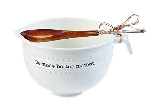 Mud Pie 4601093 Batter Matters Mixing Bowl Set, One Size, White