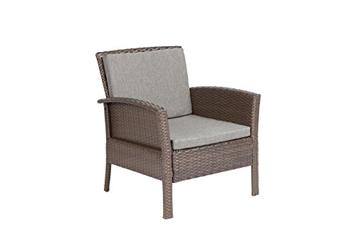 Baner Garden Outdoor Furniture Complete Patio 4 Piece Polyethylene Wicker Rattan Garden Set, Brown (N57-BR) - Thumbnail 3