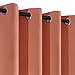 Yakamok Coral Orange Room Darkening Blackout Curtains Thermal Insulated Drapes Solid Grommet Top Window Curtain Panels for Girls' Bedroom, 2 Tie Backs Included(52x63 Inch, Coral Orange, One Pair)
