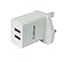 UK Charger Adapter with Dual USB,Cable(3FT) for Smartphone