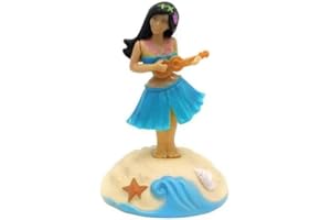 Blue Solar Dancing Hula Girl, Solar Powered Dancing Figures Decoration, Car Dashboard Decoration, Shaking Head Figure Interio