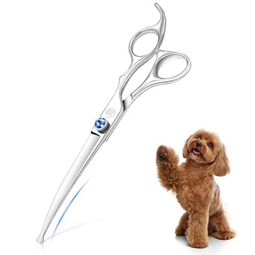 Dog Grooming Straight, Curved, Thinning/Blending/Chunking Scissors Kit, JP-440C Stainless Steel Pet Cat Hair Cutting/Trimming Shears