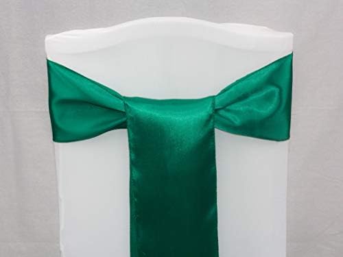 Pack of 50 Satin chair cover bow back tie ribbon table runner event party wedding reception banquet decoration | Emerald