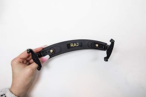 Raj Violin Shoulder Rest - Foam Shoulder Rest for 3/4 and 4/4 Size Violins and Violas - Adjustable Height and High Grip Collapsible Feet - Padded Cradle, Strain and Fatigue Remover