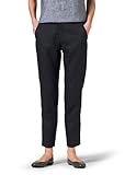 Vivid Linen Slim Ankle Pants-3X-Black