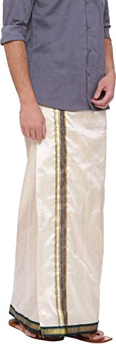 Silk Men's Dhoti Mundu/Veshti/Lungi (29) White