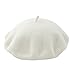 ICSTH Womens Solid Color Wool French Beanie Cap Hat White