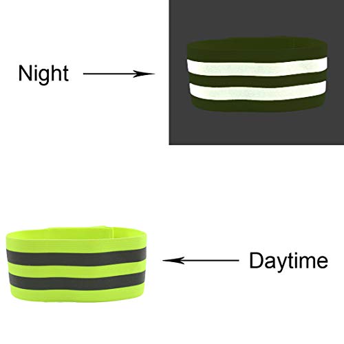 YUNYILAN Reflective Band for Wrist, Arm, Ankle, Leg. High Visibility Reflective Running Gear for Men and Women for Night Running Cycling Walking Bicycle. Safety Reflector Tape Straps (2 Pack)
