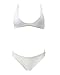 MOOSKINI Women's Strap Bathing Suit 2pcs Swimsuit Top Brazilian Bottom Padding Bikini Set (M, White)