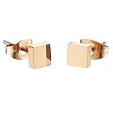 D.B.MOOD Square Stud Earrings Rose Gold Plated Stainless Steel Earring for Women Rose gold