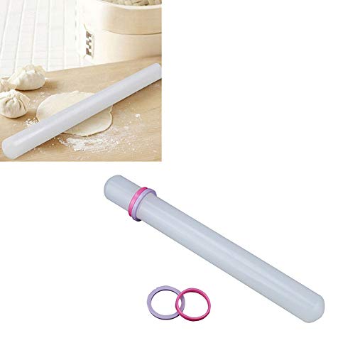 Domccy Kitchen Baking Cooking Crafts Fondant Sugarcraft Cake Dough Decorate White Non Stick Guide Rings Roller Rolling Pin Tools