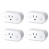 Smart Plug Wifi Outlet 15A Compatible With Alexa,Google Home and IFTTT, Teckin Mini Smart Socket with Schedule and Timer Function, No Hub Required,4 Pack