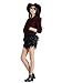 Persun Women Mid Waist A-Line Mini Feather Skirt, Black, Small