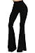 Vivicastle Women's USA Boho Solid Hippie Wide Leg Flared Bell Bottom Pants (Black, Large, l)