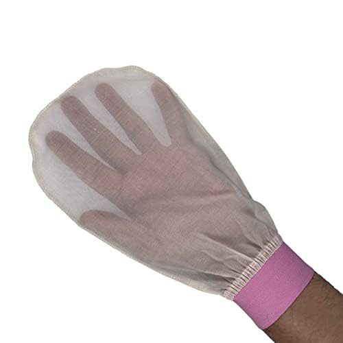 Feel Fine Turkish Exfoliating Mitt – 100% Raw Silk Hammam Kese Glove for Men & Women | Handcrafted Turkish Skin Peeling Scrubber, Eco-Friendly Shower, Bath & Sauna Exfoliator (Light Pink)