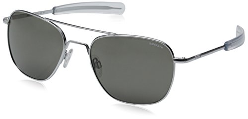 Randolph aviator square sunglasses, 52, matte chrome, bayonet, gr…
