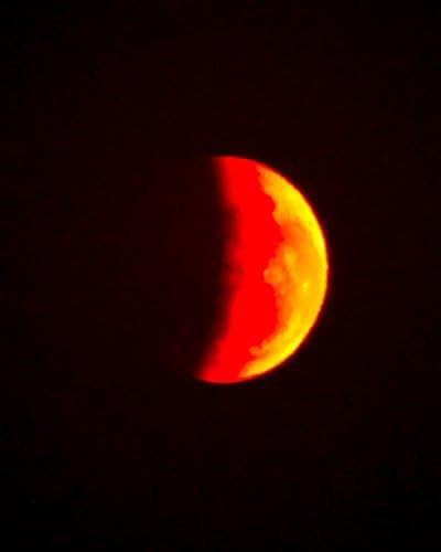 Blood Moon print on lustre paper. Home or office wall decor, 5x7-16x24. Nature fine art featuring a sunset falling on the face of the moon at mid-eclipse.