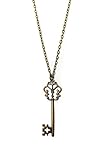 Project Pinup Brass Filigree Skeleton Key Pendant Necklace with 18
