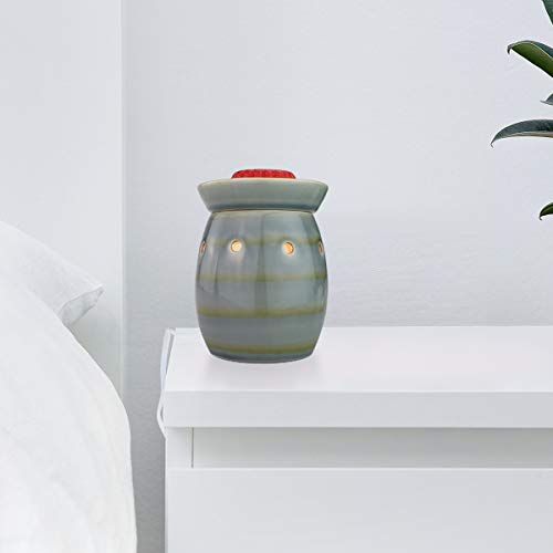 StarMoon Wax Melt Warmer Electric, Candle Warmer for Wax Melt, Home Fragrance Diffuser, Home Décor, No Flame, Removable Dish, with One More Bulb (D. Green & Gray) - Thumbnail 5