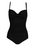 Ekouaer Womens Elegant Inspired Vintage One Piece Pin Up Monokinis Swimsuit(FBA)