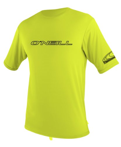 O'Neill Wetsuits UV Sun Protection Mens Basic Skins Short Sleeve Tee Sun Shirt Rash Guard, Lime, Medium