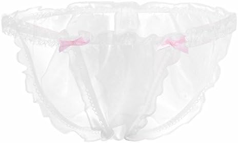 Mens Organza See Through Thong Panties Lace Bikini Briefs Lingerie Sissy Underwear