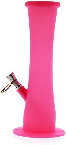 Syentec Unbreakable Detachable 9 Inch Silicone Water Hookah.Folding Portable Medical Grade Silicone Travel Safe Water Tube Pipe Style (Pink)