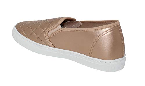 Anna Home Collection Women's Slick Ligh Weight Comfort Slip On Quilted Fashion Sneakers, Rosegold, 10