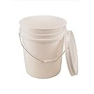 5 Gallon White Bucket & Lid - Durable 90 Mil All Purpose Pail - Food Grade - BPA Free Plastic -