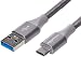 AmazonBasics Double Braided Nylon USB Type-C to Type-A 3.1 Gen 1 Charger Cable | 1 foot, Dark Grey primary