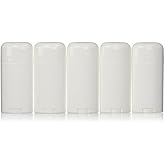 Deodorant Container Oval Empty 2.65oz/78ml - Twist-Up Refillable Plastic Tube for Deodorants, Pack of (5) by Yellow Brick Road