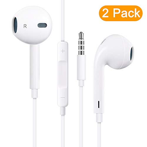 Earbuds/Headphones, Premium in-Ear Wired Earphones with Remote & Mic Compatible Apple iPhone 6s/plus/6/5s/se/5c/iPad/Samsung/MP3(White 2Pack)-03