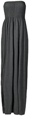 Girls Walk Women's Plus Size Plain Boob Tube Bandeau Sheering Maxi Dress
