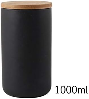 Ysoom Ceramic Storage Jar with Airtight Lid - Modern Design Ceramic Storage Jar for Serving Tea, Coffee, Spice and More, Black, Large