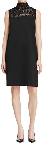 Lafayette 148 Womens Laser Cut Choker Scuba Dress Black L