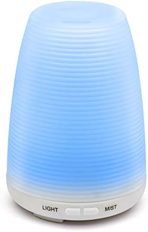 Essential Ultrasonic Oil Diffuser By Homega - 150 ml Portable Cool Mist Humidifier With 7 LED Changing Colors - Quiet Aromatherapy Air Freshener For Home Baby Room Bedroom Office Or Spa