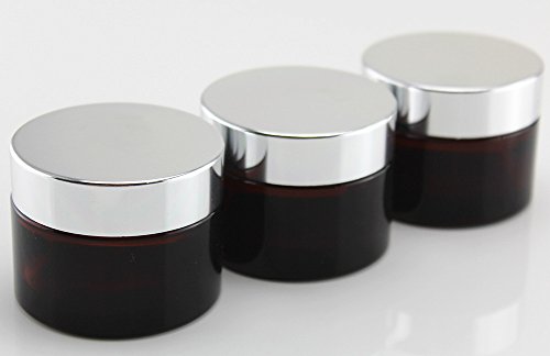 Moyishi Glass 2 oz Amber Salve Jar w/ Silver Lid 4 pk