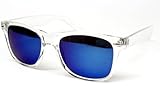 Clear Frame Mirrored Vintage Wayfarer Retro 80s Sunglasses W62 (Wc Clear / Blue Lens, Mirrored)