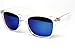 Clear Frame Mirrored Vintage Wayfarer Retro 80s Sunglasses W62 (Wc Clear / Blue Lens, Mirrored)