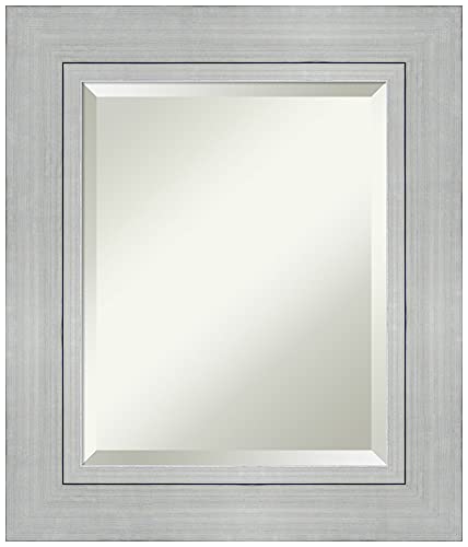 Amanti Art Silver Wall Mirror 27x23 Romano Silver Rectangle Bathroom Mirror for…