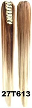 22โ Long Silky Straight Claw in/on Ponytail Ombre Color Two Tones Clip in Hair Extensions Hairpieces (27T613)