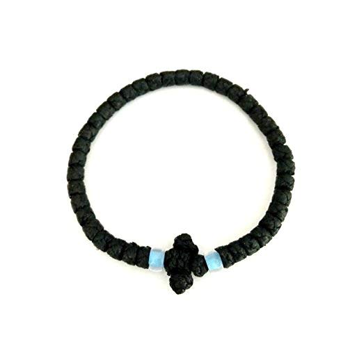IconsGr Handmade Christian Orthodox Greek Chotki Komboskoini Prayer Rope Waxed Thick Black