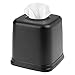 mDesign Square Metal Paper Facial Tissue Box Cover Holder for Bathroom Vanity Countertops, Bedroom Dressers, Night Stands, Home Office, Desks, Tables - Black