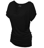 2005 SEJORA Convertible Short Sleeve Dolman Tunic Top - (Black, XX-Large)