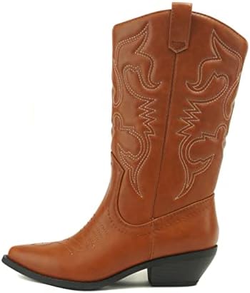 Soda Reno Women Western Cowboy Pointed Toe Knee High Pull On Tabs