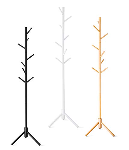 Topline Hat & Coat Rack, Freestanding Wooden - Matte Black