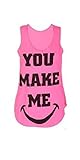 Womens You Make Me Smile Vest Top (M8) ((us 8/10) (uk 12/14), neon pink)