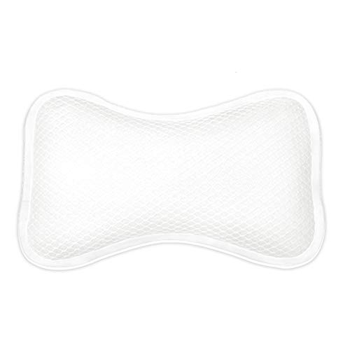 Neck Support Relaxation Bath Pillow, Ergonomic Design Non-Slip Bathtub Pillow with Suction Cups, 3D Mesh Filling for Comfortable Bathing Experience - Small - White